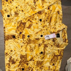 Wild Fable Yellow Abstract Jean Jacket